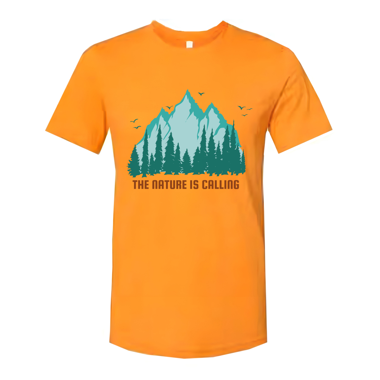Nature Is Calling Mountain Range And Forest Graphic T Shirt For Outdoor Enthusiasts