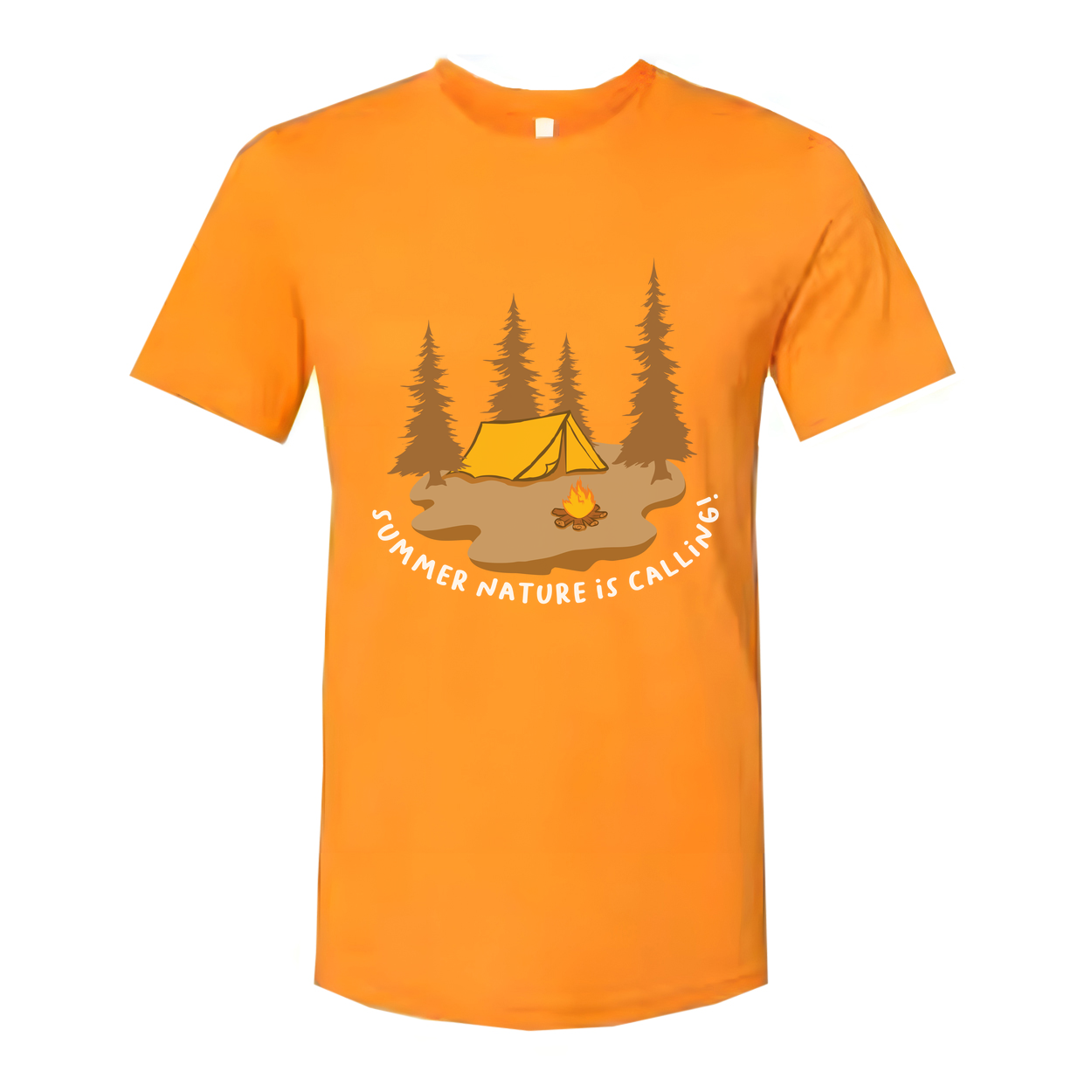 Camping Scene Graphic Tee With Tent And Campfire Among Pines For Unisex Outdoor Adventure