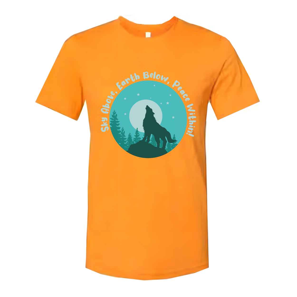 Unisex Outdoor Wolf Howling Graphic T Shirt With Moon Trees And Circular Night Scene