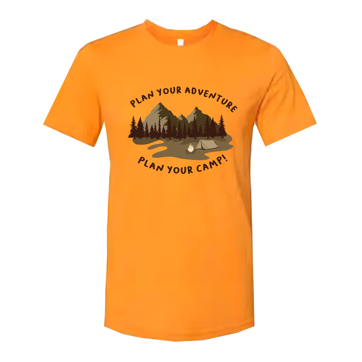 Unisex Outdoor Adventure Camp Graphic T Shirt With Mountain Forest Campfire Illustration