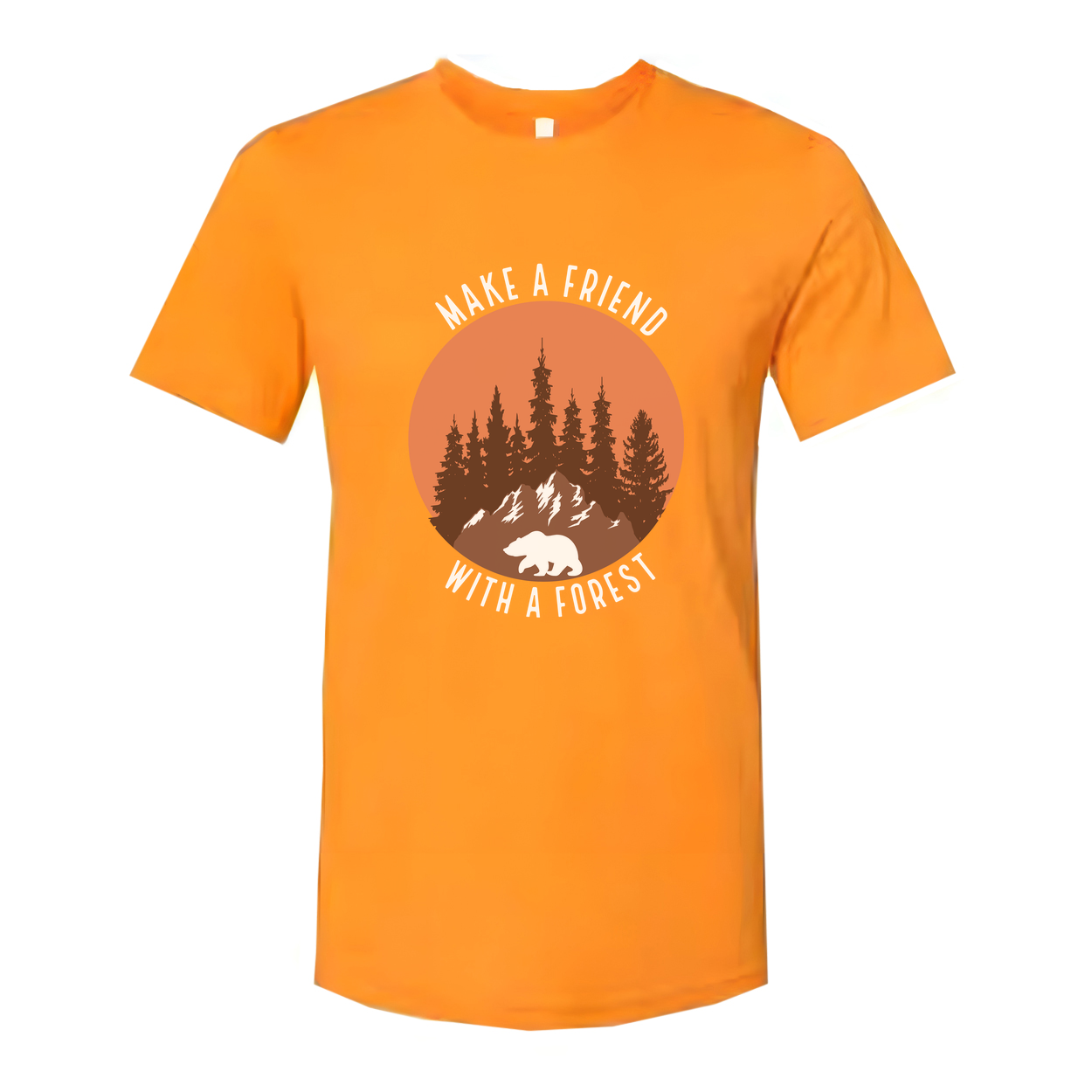 Unisex Outdoor Graphic Tee With Forest Silhouette Bear Under Sunset For Nature Lovers