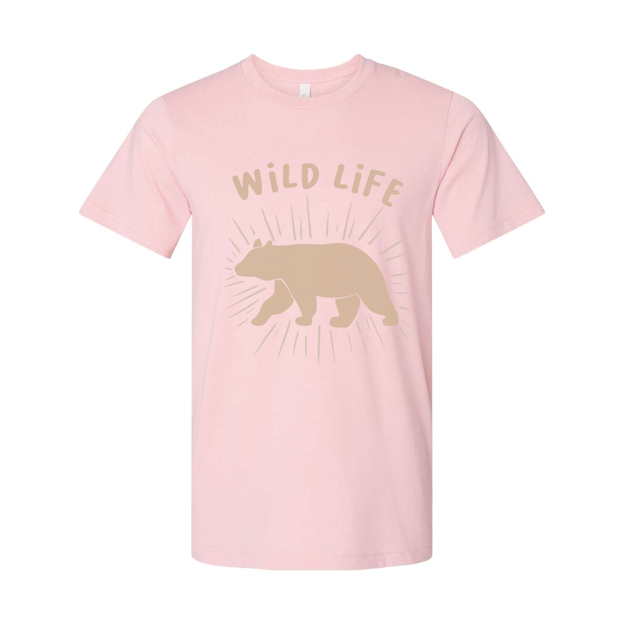 Unisex Outdoor Bear Graphic T Shirt With Wild Life Illustration And Sunburst Design
