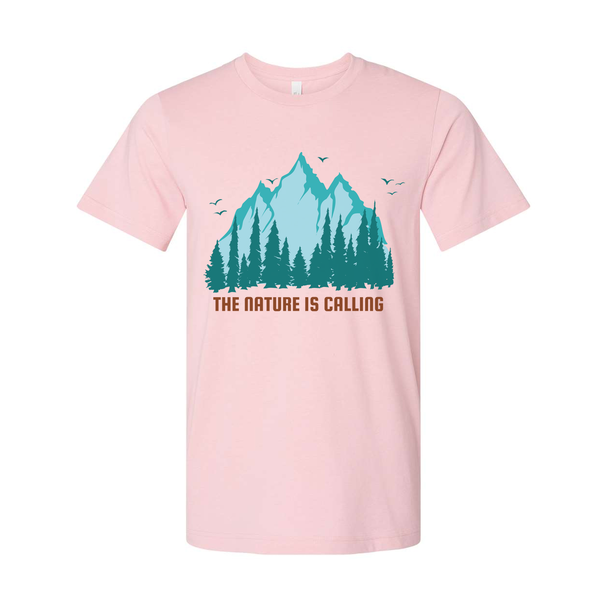 Nature Is Calling Mountain Range And Forest Graphic T Shirt For Outdoor Enthusiasts