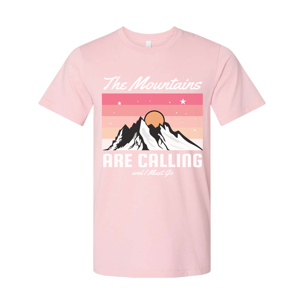 Unisex Graphic T Shirt With The Mountains Are Calling Sunset Mountain Design For Outdoor Fans