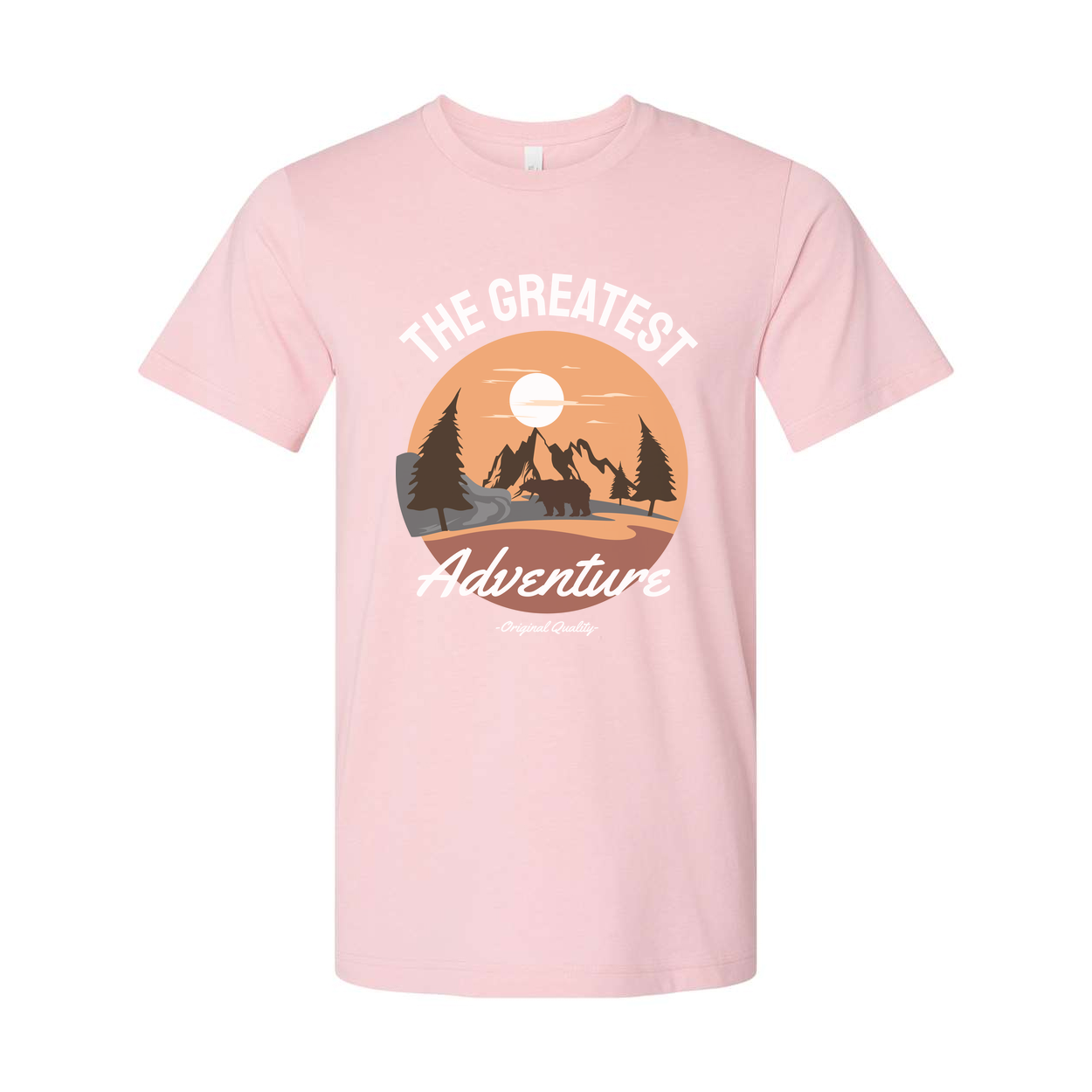 Unisex The Greatest Adventure Outdoor T-Shirt With Sunset Mountains And Forest Silhouette Graphic