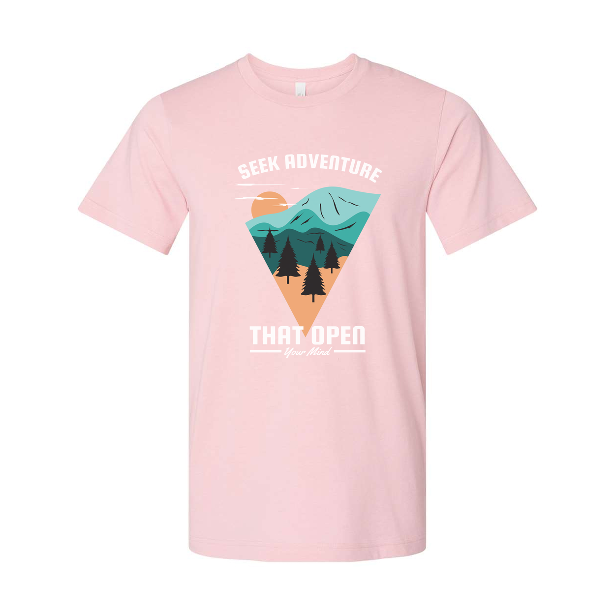 Unisex Outdoor Adventure Graphic Tee With Mountain Range Triangle Design For Nature Lovers