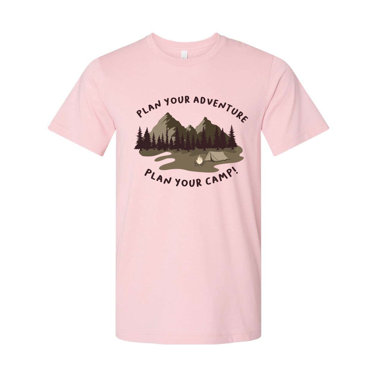 Unisex Outdoor Adventure Camp Graphic T Shirt With Mountain Forest Campfire Illustration