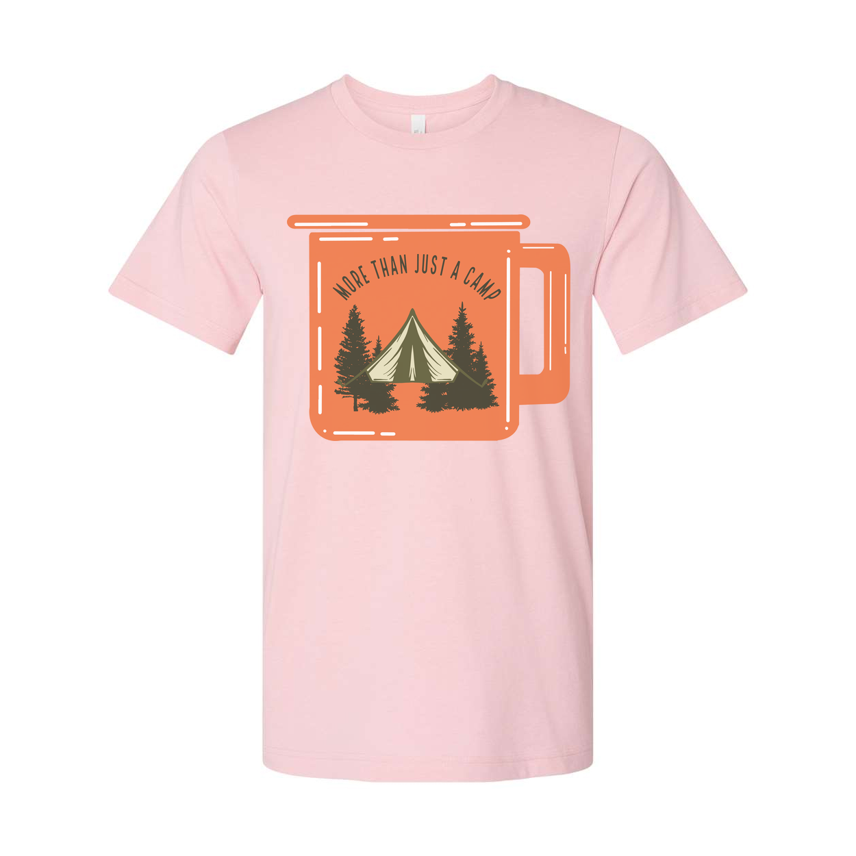 Unisex Outdoor Camping Graphic T Shirt With Tent And Pine Trees Landscape Illustration For Adventurers