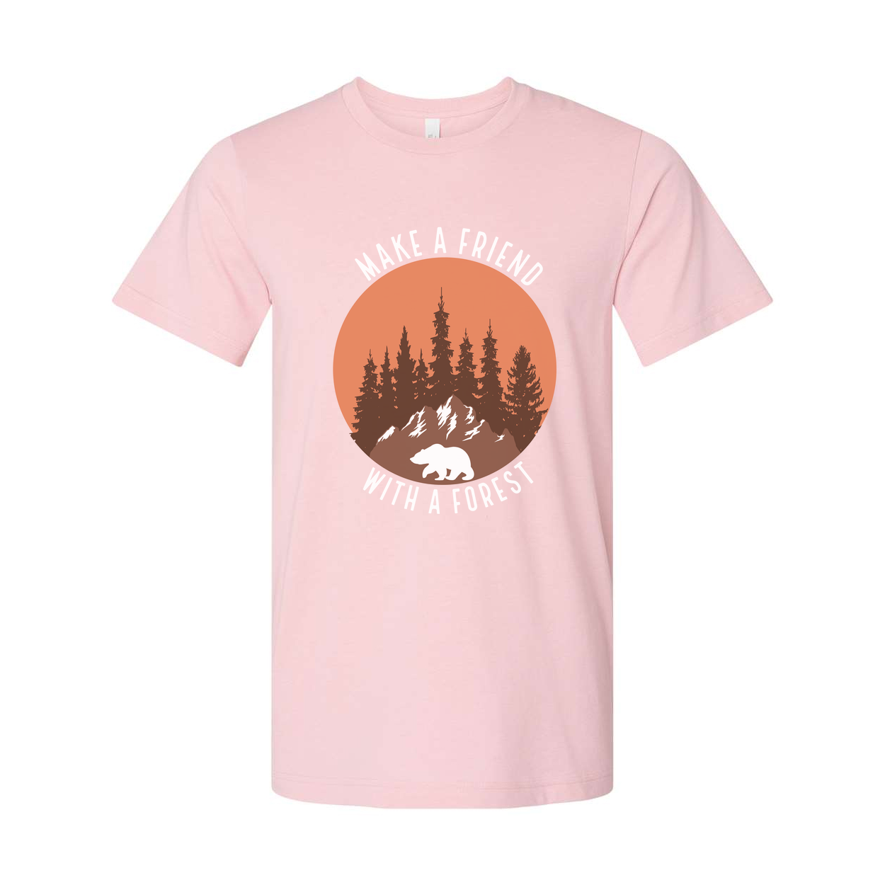 Unisex Outdoor Graphic Tee With Forest Silhouette Bear Under Sunset For Nature Lovers