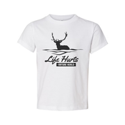 Unisex Outdoor Deer Silhouette T Shirt With Water Waves And Life Hurts Nature Heals Graphic