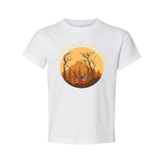 Keep Calm And Hike Graphic T Shirt With Sunset Forest Scene For Outdoor Enthusiasts