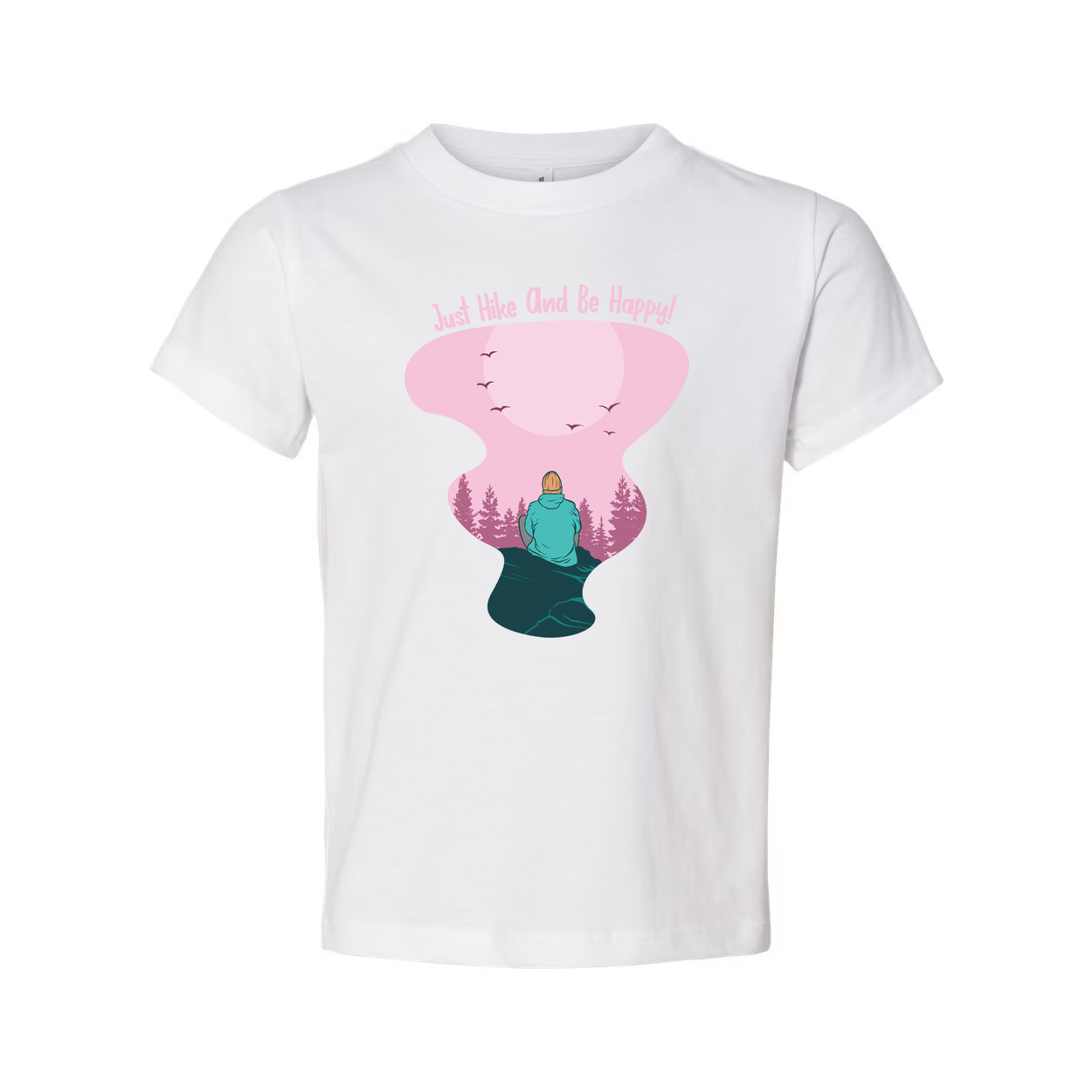 Unisex Outdoor Hiking Graphic T Shirt Featuring Pink Landscape And Nature Scene Artwork