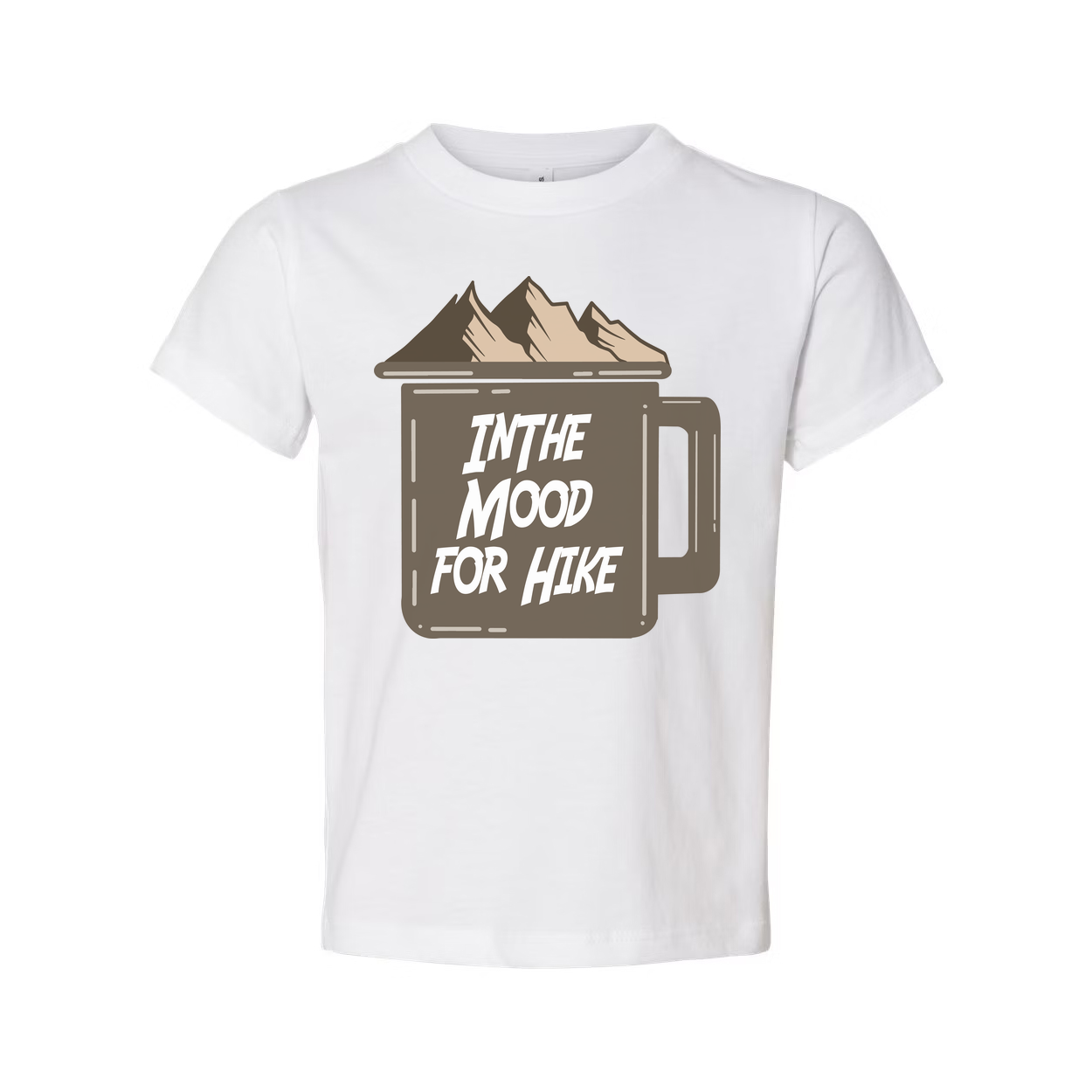 Unisex Outdoor Graphic Tee With Mountain Mug Artwork And In The Mood For Hike Quote