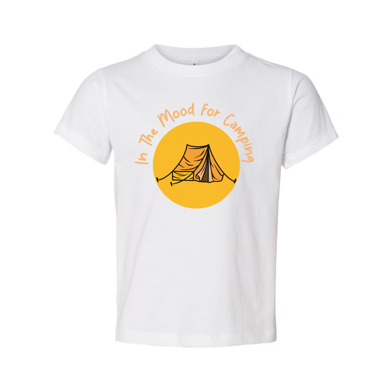 In The Mood For Camping Unisex Graphic T Shirt With Tent And Sun Illustration For Outdoors Enthusiasts
