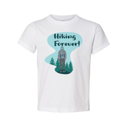 Unisex Hiking Forever Graphic T Shirt With Backpacker And Forest Scene Artwork For Outdoor Enthusiasts