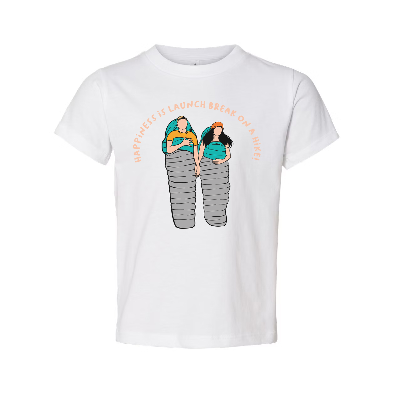 Unisex Outdoor Adventure T Shirt With Two Hikers In Sleeping Bags Illustration Graphic
