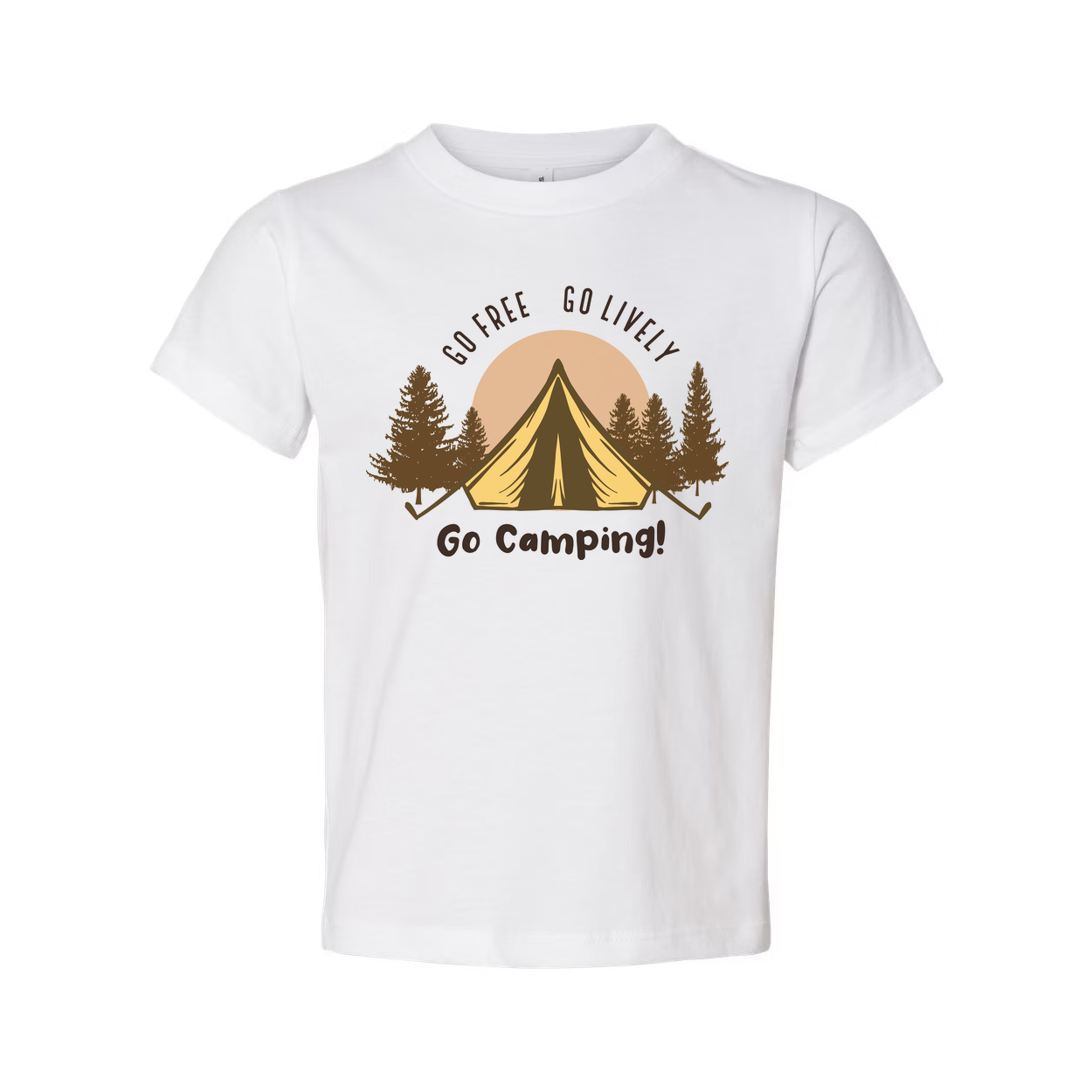 Go Camping Graphic Tee For Outdoors Enthusiasts Unisex Short Sleeve Shirt With Tent And Trees