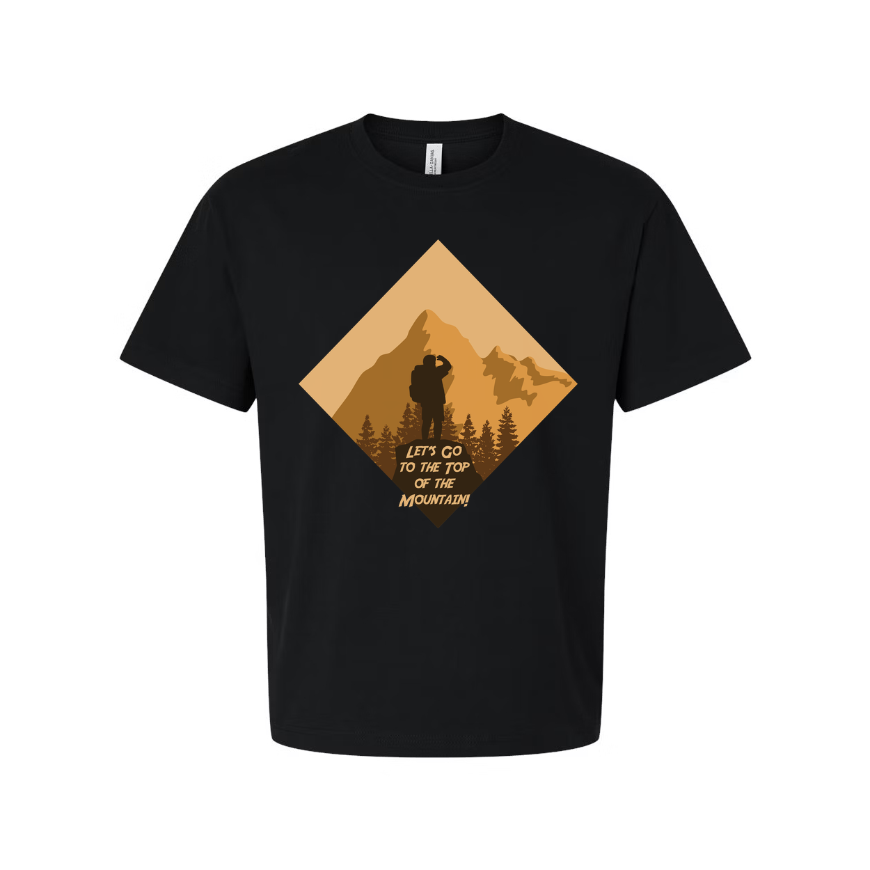 Unisex Outdoor Hiking Graphic T Shirt With Diamond Mountain Silhouette And Hiker