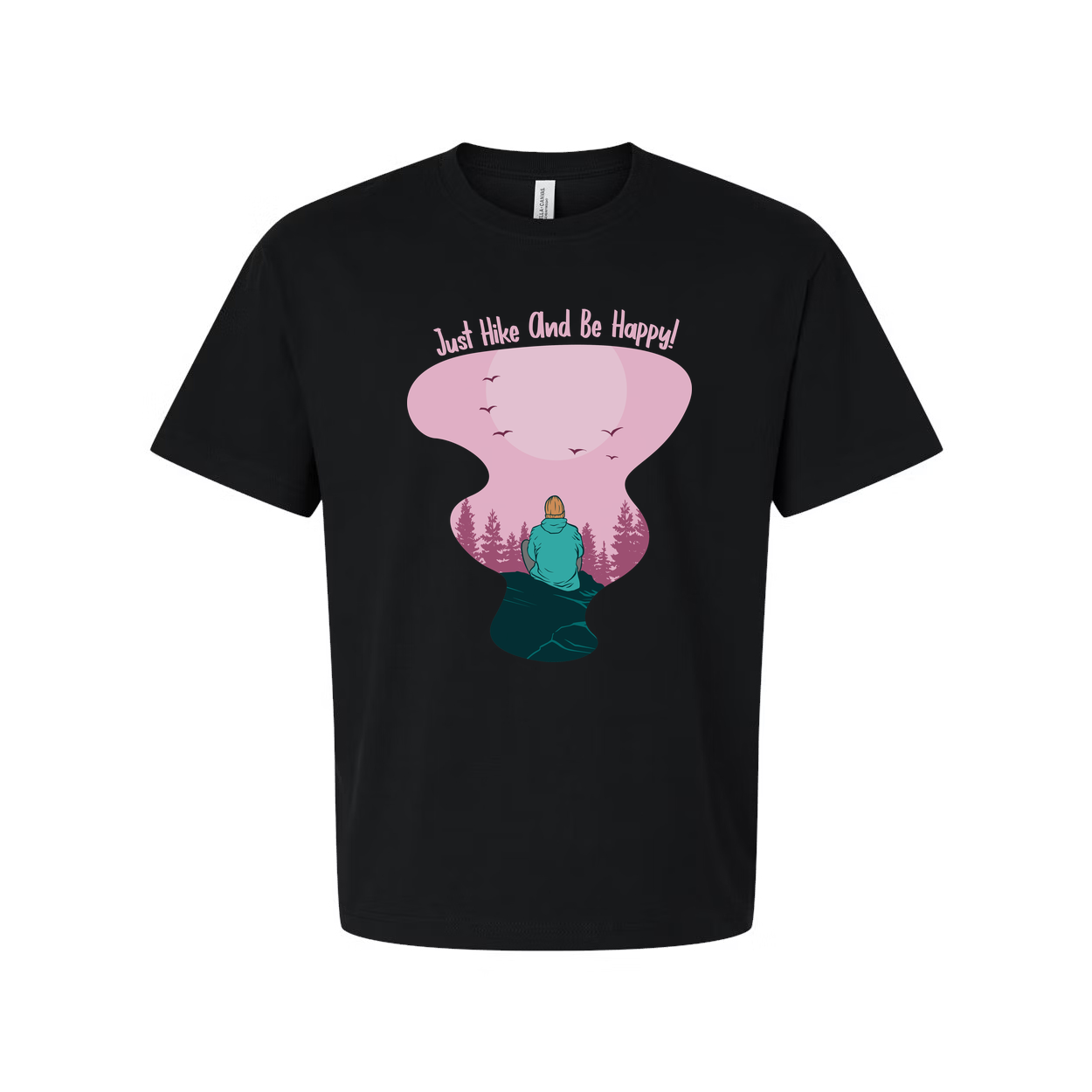 Unisex Outdoor Hiking Graphic T Shirt Featuring Pink Landscape And Nature Scene Artwork