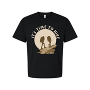Unisex Outdoor Hiking Graphic T Shirt With Sunset Backdrop And Two Hikers Silhouette