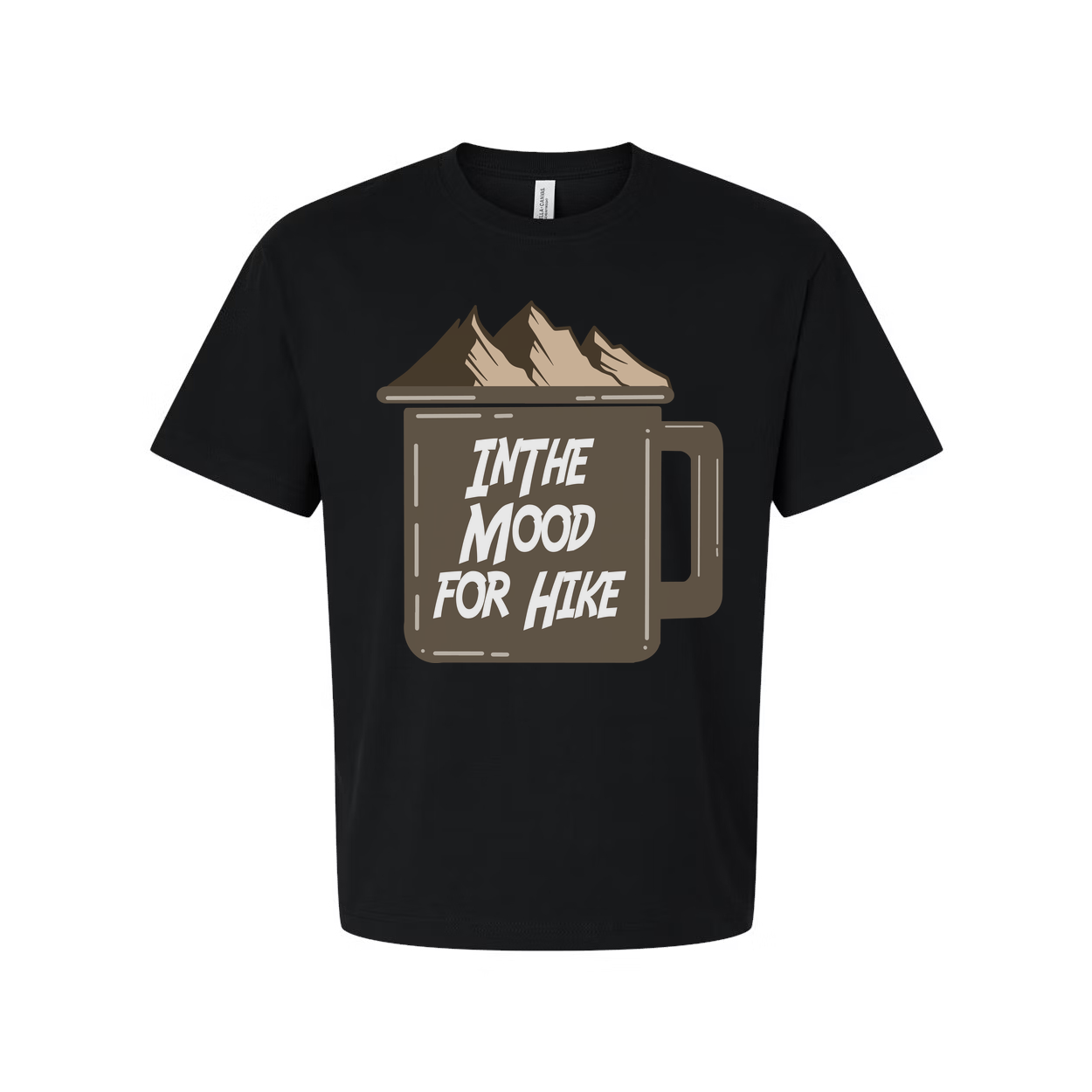 Unisex Outdoor Graphic Tee With Mountain Mug Artwork And In The Mood For Hike Quote