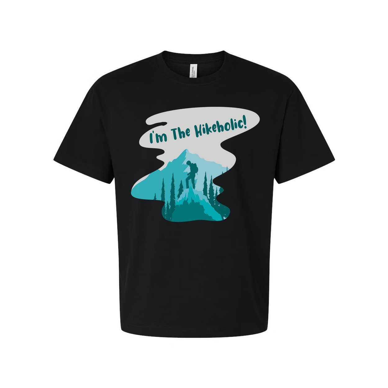 Unisex Hiking Themed T Shirt With Mountain Landscape Graphic And Hiker Silhouette Design