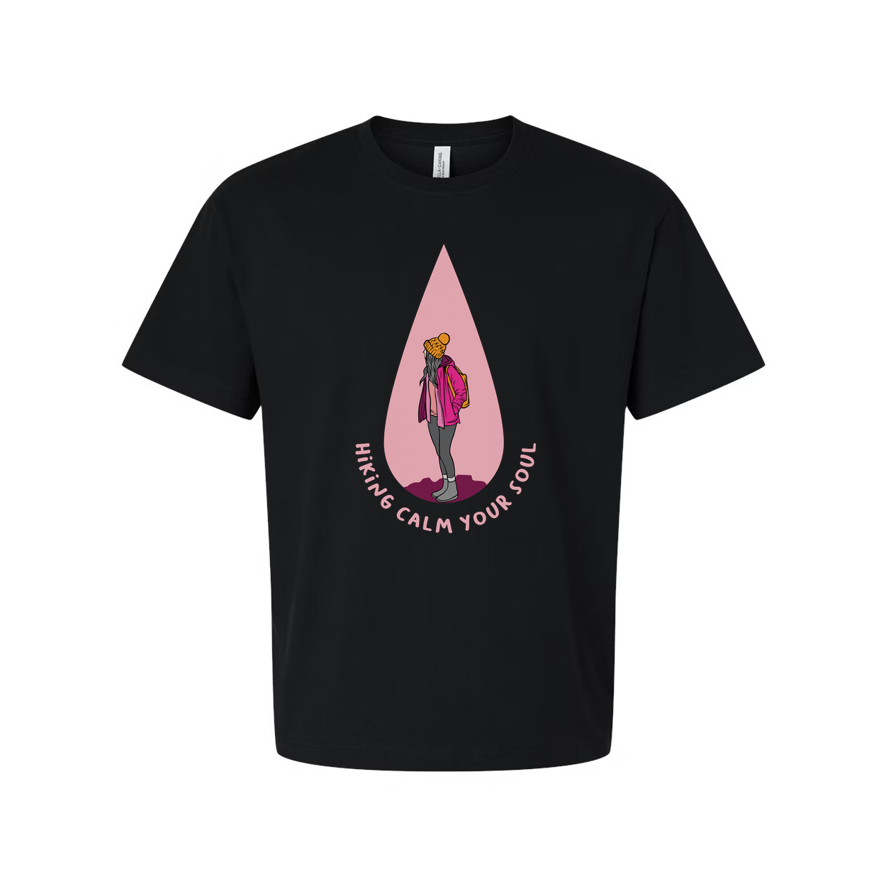 Unisex Outdoor Hiking T Shirt With Pink Teardrop Graphic And Hiking Calm Your Soul