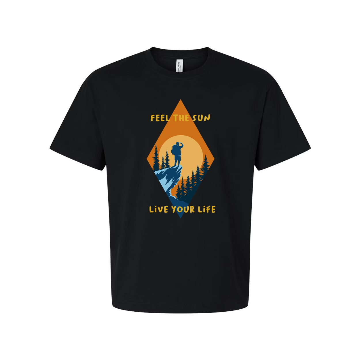 Unisex Outdoor Adventure T Shirt With Sunset Hiker Graphic And Forest Landscape For Outdoor Enthusiasts