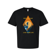 Unisex Outdoor Adventure T Shirt With Sunset Hiker Graphic And Forest Landscape For Outdoor Enthusiasts