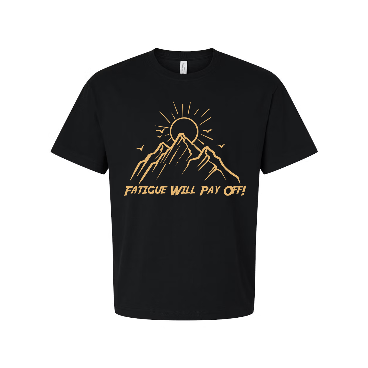 Unisex Outdoor Mountain Sunrise Graphic T Shirt With Sun Peaks And Flying Birds Design