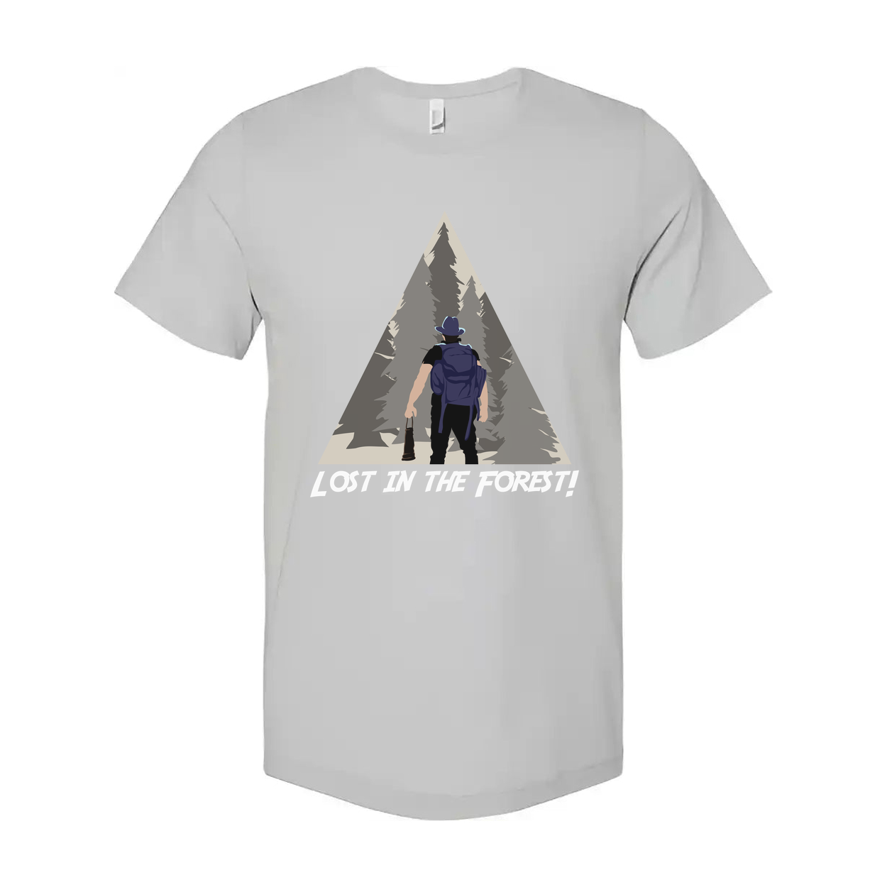 Lost In The Forest Hiking Graphic Tee With Woodland Triangle Illustration For Outdoor Enthusiasts