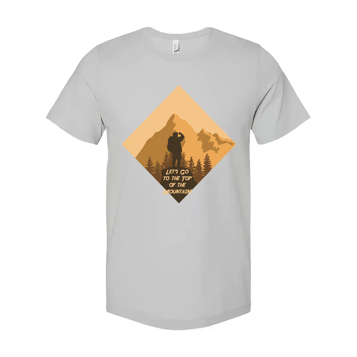Unisex Outdoor Hiking Graphic T Shirt With Diamond Mountain Silhouette And Hiker