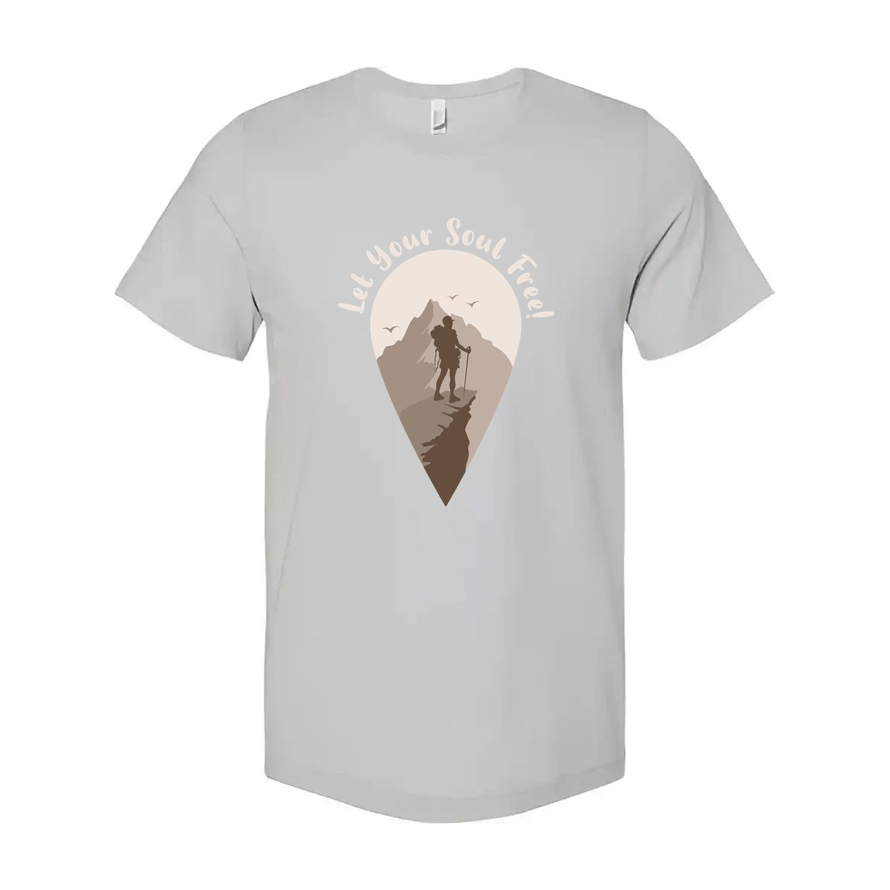 Outdoors Unisex Hiking Graphic Tee With Mountain Silhouette And Let Your Soul Feed