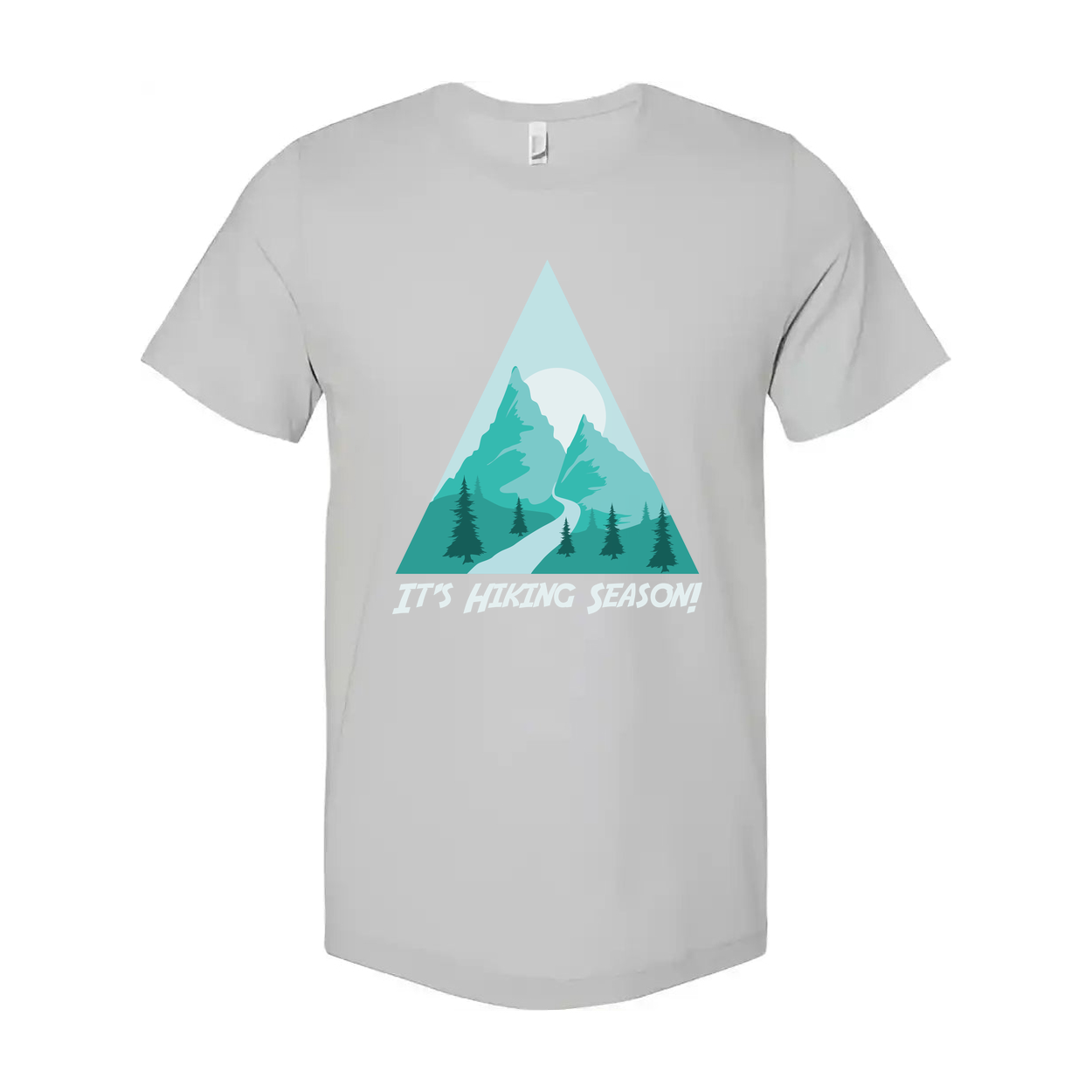 Unisex Hiking Mountain Scene Graphic Tee With Triangular Mountain Design For Outdoor Enthusiasts