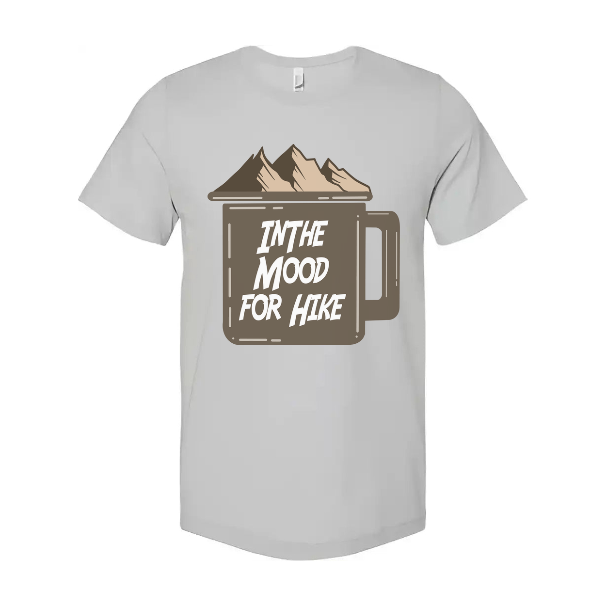 Unisex Outdoor Graphic Tee With Mountain Mug Artwork And In The Mood For Hike Quote