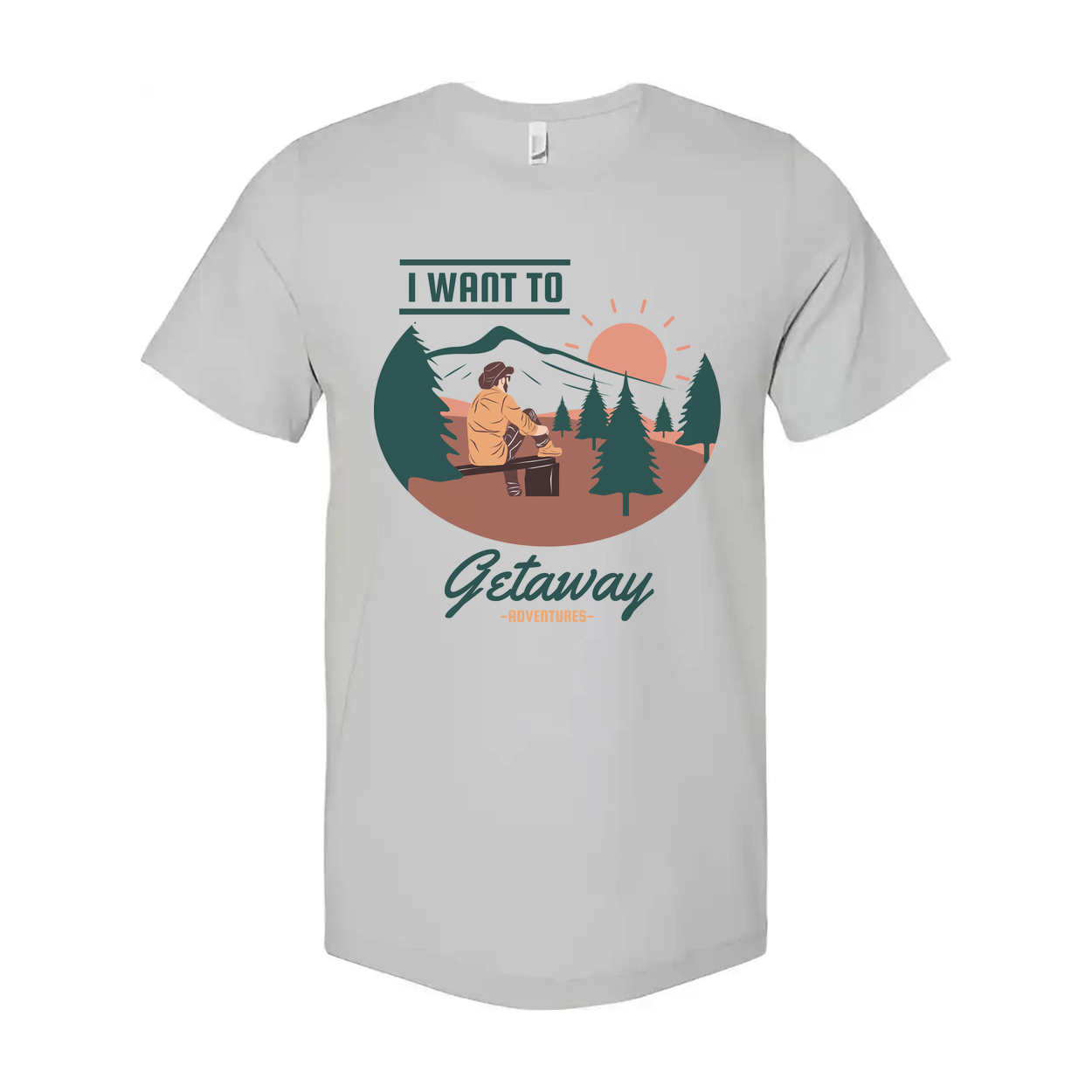 Unisex Outdoor Getaway Graphic T Shirt With Mountain Sunrise Scene For Hiking Camping Adventures