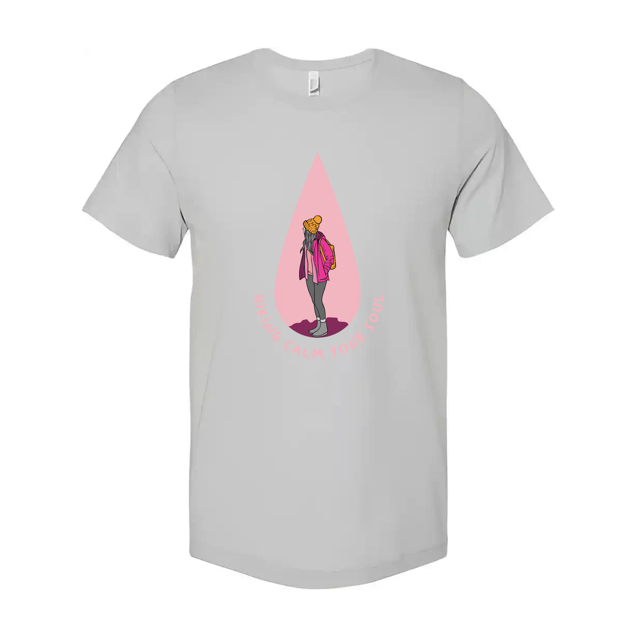 Unisex Outdoor Hiking T Shirt With Pink Teardrop Graphic And Hiking Calm Your Soul
