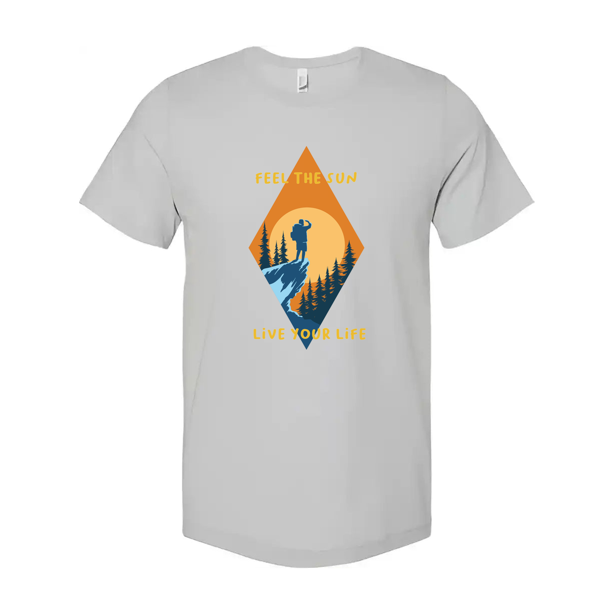 Unisex Outdoor Adventure T Shirt With Sunset Hiker Graphic And Forest Landscape For Outdoor Enthusiasts