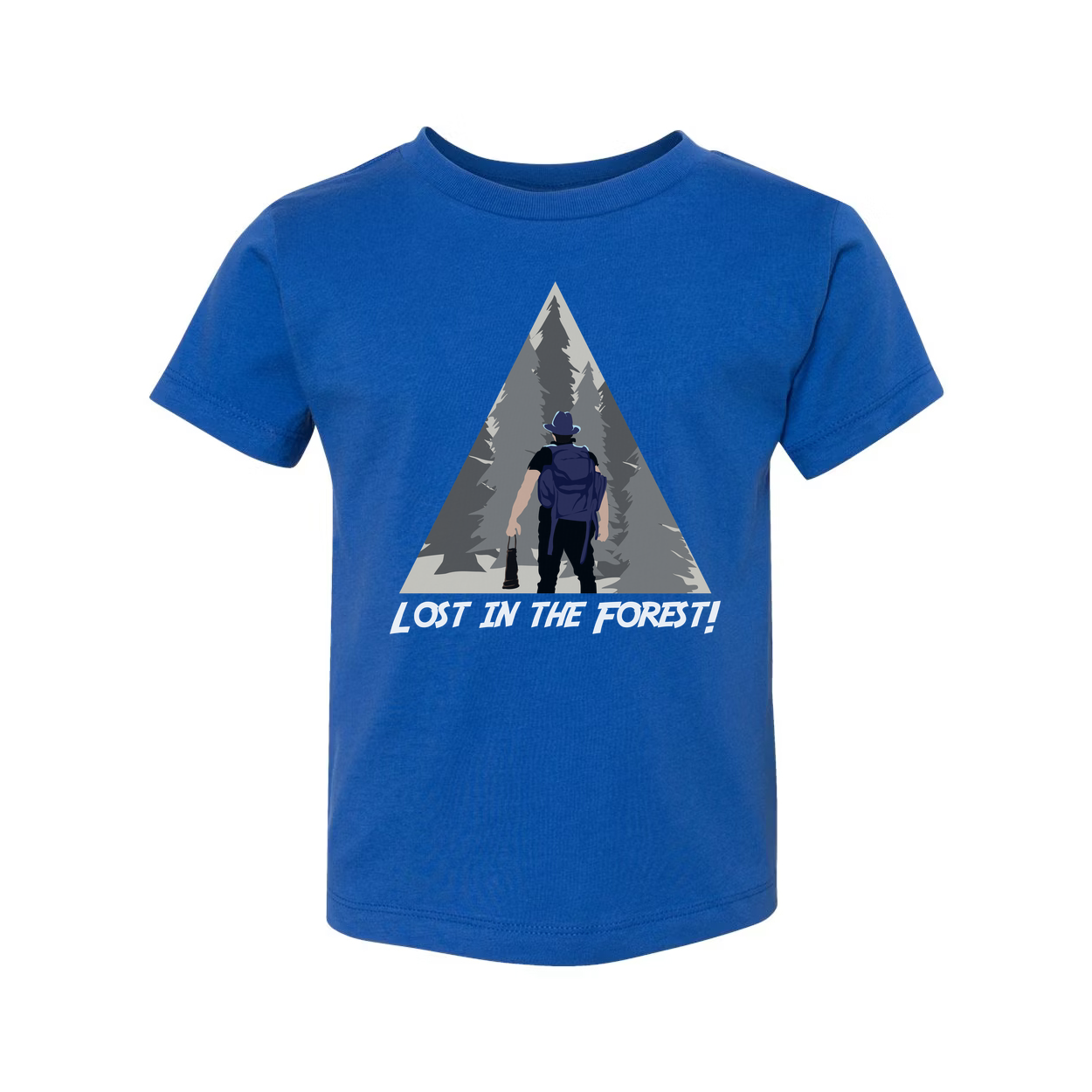 Lost In The Forest Hiking Graphic Tee With Woodland Triangle Illustration For Outdoor Enthusiasts