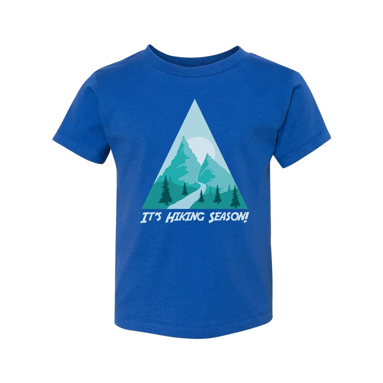 Unisex Hiking Mountain Scene Graphic Tee With Triangular Mountain Design For Outdoor Enthusiasts