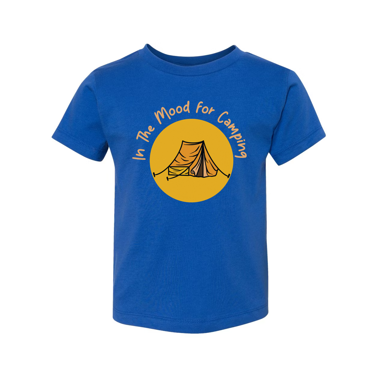 In The Mood For Camping Unisex Graphic T Shirt With Tent And Sun Illustration For Outdoors Enthusiasts