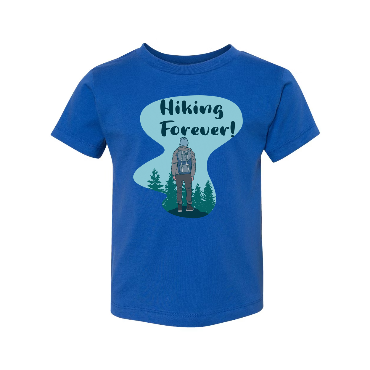 Unisex Hiking Forever Graphic T Shirt With Backpacker And Forest Scene Artwork For Outdoor Enthusiasts