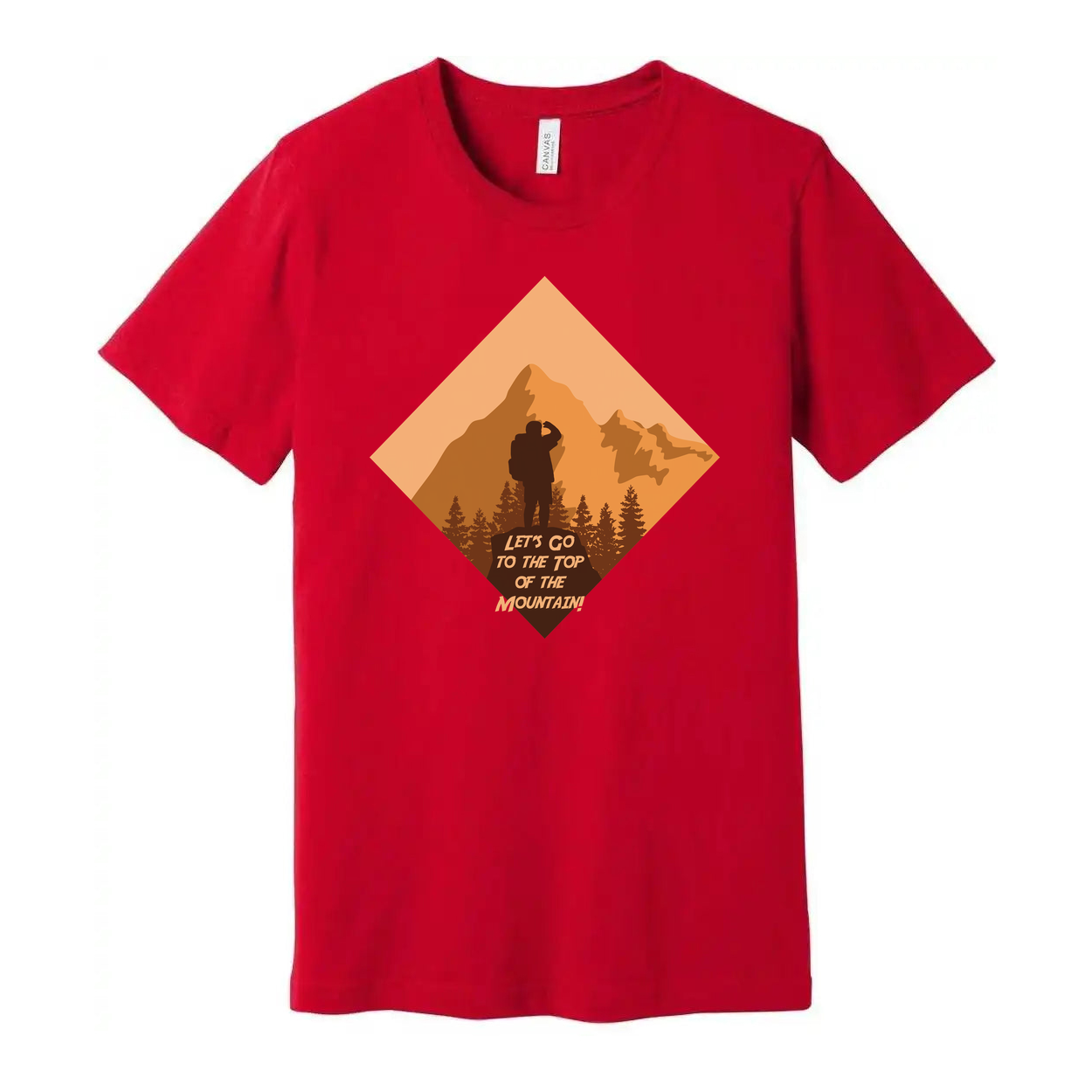 Unisex Outdoor Hiking Graphic T Shirt With Diamond Mountain Silhouette And Hiker