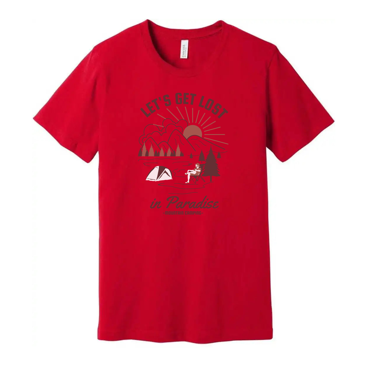 Let's Get Lost In Paradise Mountain Camping Graphic Tee For Outdoor Enthusiasts Unisex Shirt