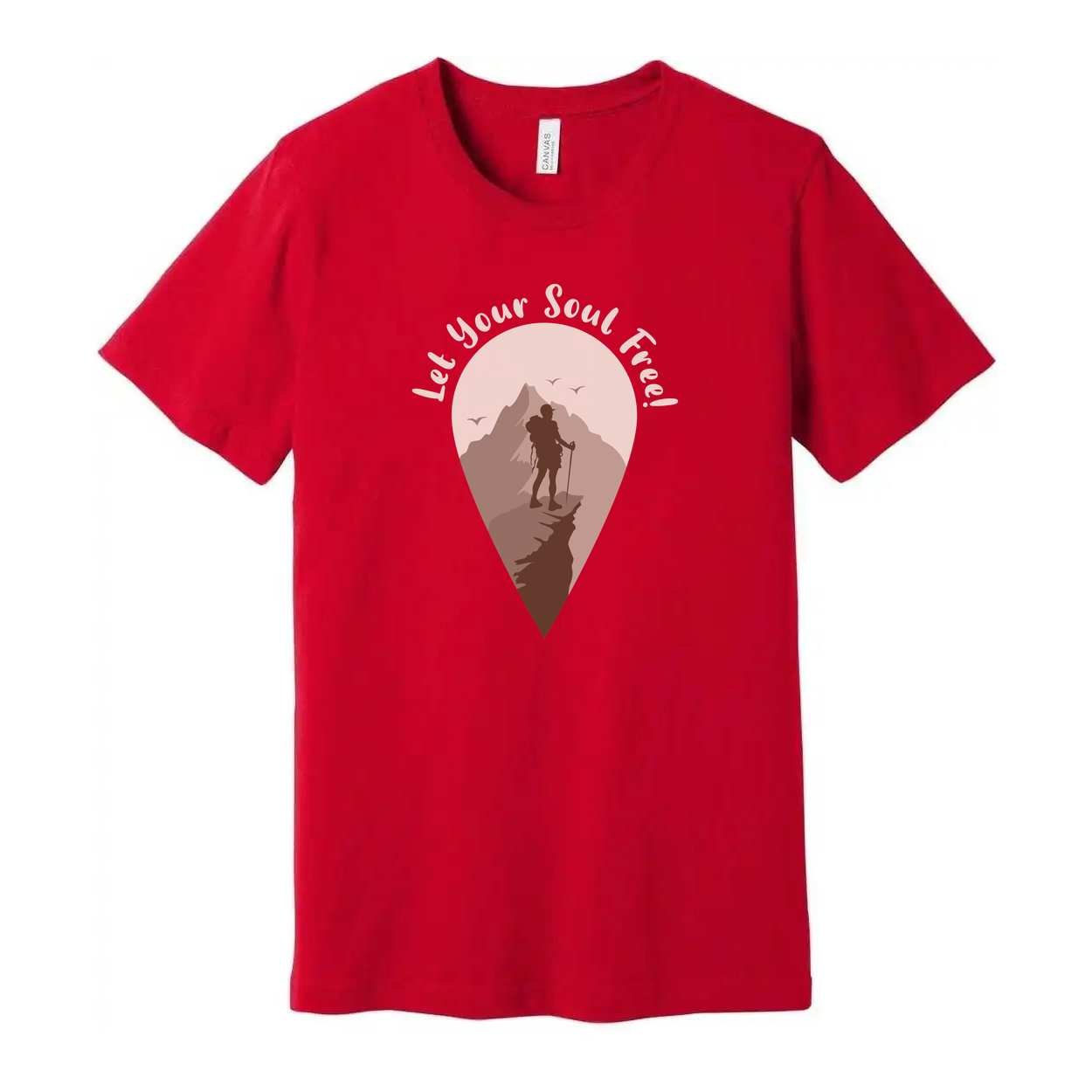 Outdoors Unisex Hiking Graphic Tee With Mountain Silhouette And Let Your Soul Feed