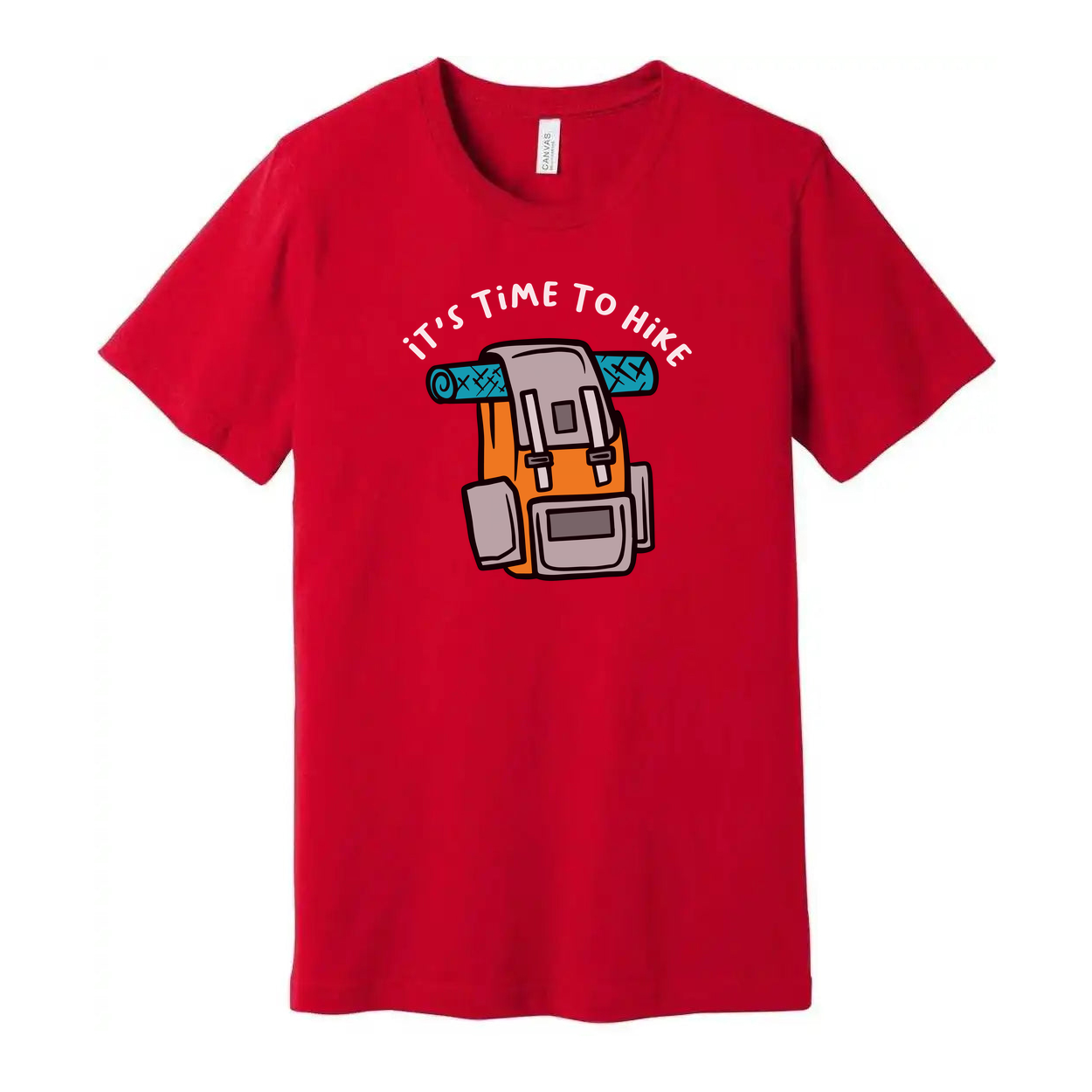 Unisex Outdoor Hiking Backpack Graphic T Shirt With Roll Mat It's Time To Hike Adventure Gear Tee