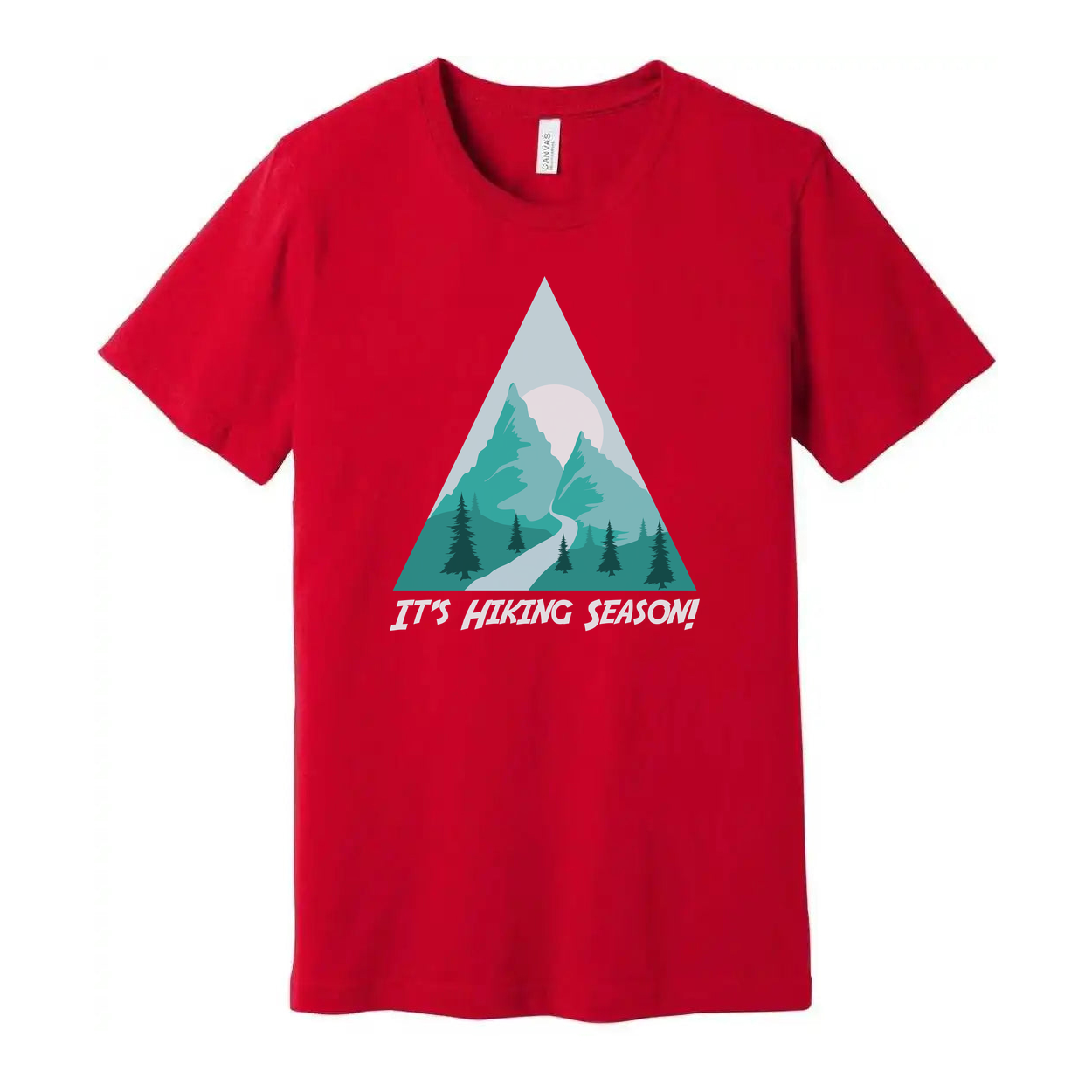 Unisex Hiking Mountain Scene Graphic Tee With Triangular Mountain Design For Outdoor Enthusiasts