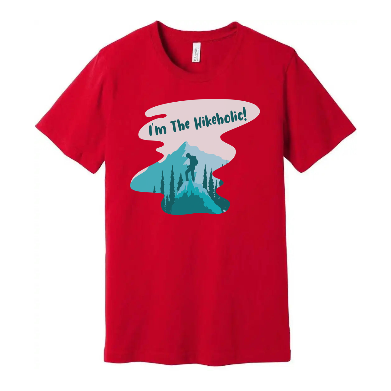 Unisex Hiking Themed T Shirt With Mountain Landscape Graphic And Hiker Silhouette Design