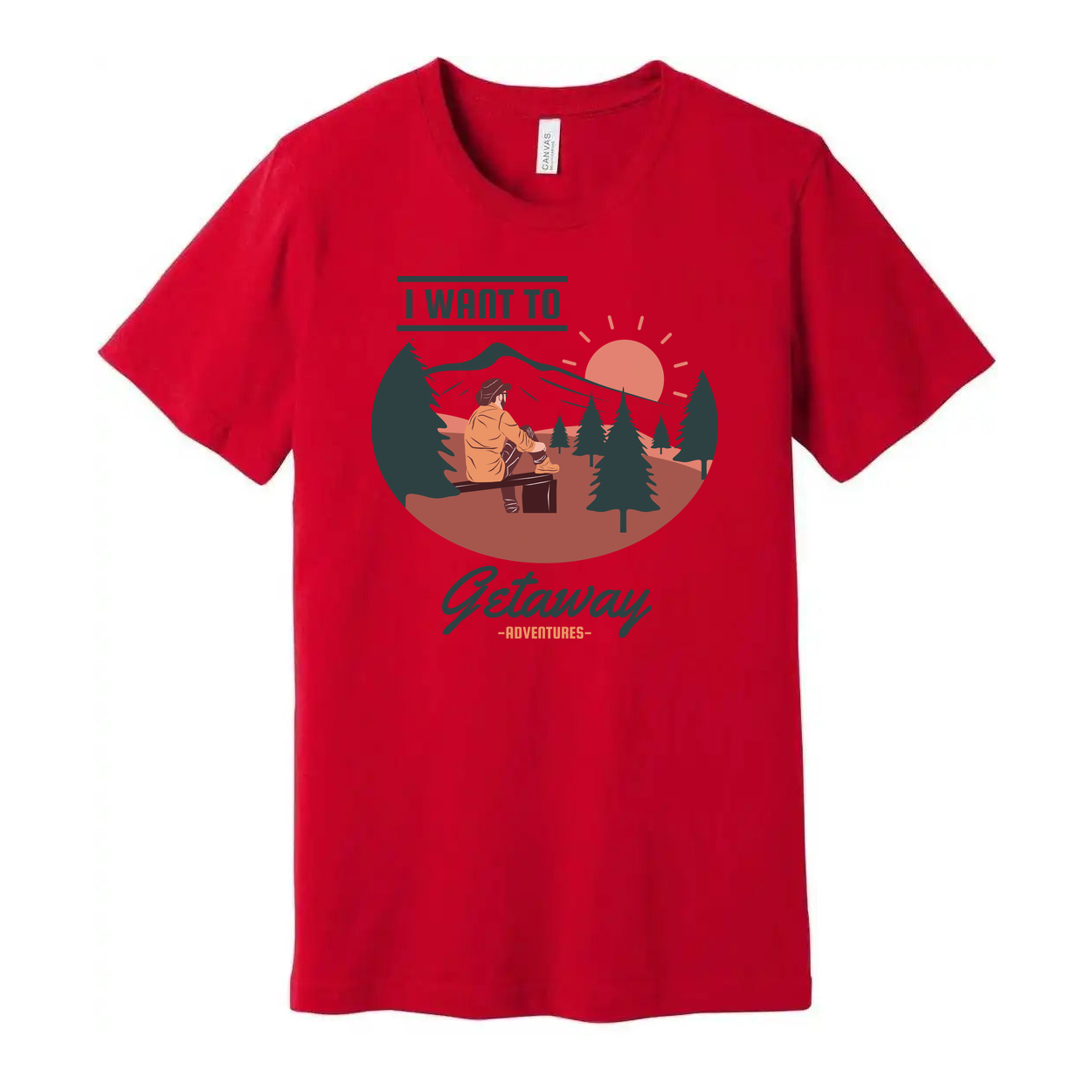 Unisex Outdoor Getaway Graphic T Shirt With Mountain Sunrise Scene For Hiking Camping Adventures