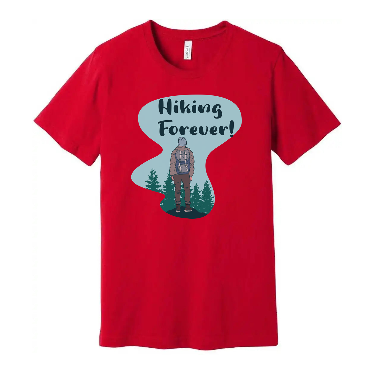 Unisex Hiking Forever Graphic T Shirt With Backpacker And Forest Scene Artwork For Outdoor Enthusiasts